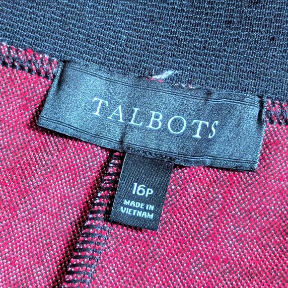 Talbots Buffalo Check Red Plaid Holiday Pull On Comfy Casual Ankle Zip Pants 16P - Picture 3 of 4